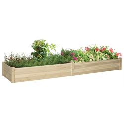 OUTSUNNY 96" X 24" X 10" Wooden Raised Garden Bed \w 2 Planter Box And Non-Woven Fabric Liner for Backyard, Patio to Grow Vegetables, Herbs, And