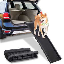 WOMEOW 61"l Portable Folding Car Dog Ramp for Large Dogs, Little, Senior Dogs And Pets In And Out Of The Suv, Cars, Truck - In Black