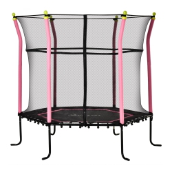 SOOZIER 63" Kids Trampoline Mini Indoor Bouncer Jumper With Enclosure Net Elastic Thick Padded Pole Gift for Child Toddler Age 3-10 Years Old