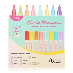 DIY craft Outline Liquid Chalk Markers with 6mm Reversible Tip, Chisel & Bullet, 8 Assorted Colors Child Kid's Gift