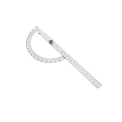GNS Protractor Ruler Stainless Steel Goniometer 15Cm 180 Degrees Angle Adjustable