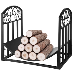 LIVINGBASICS Metal Firewood Rack Holder, Fireplace Firepit And Wood Stove for Outdoor Indoor Log Storage Firewood Bin