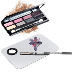 Stainless Steel Color Palette, Square Makeup Mixing Palette \w Spatula for cosmetic, eye shadows, lipstick, concealers, foundations, pigment - no wells