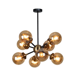 XTRICITY - 8-Light Pendant, 21.7" Width, From The Henderson Collection And Amber In Black