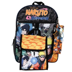 BIOWORLD Naruto Characters Logo 16" Backpack 5 Piece Set