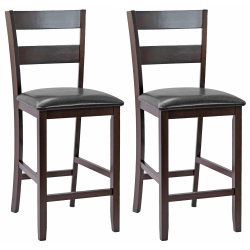 COSTWAY 2-Pieces Bar Stools Counter Height Chairs W/ Pu Leather Seat Espresso