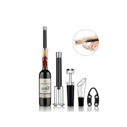 GNS 4 PCs Wine Air Pressure Pump Opener Set Bottle Cork Cap Remover With Foil Cutter