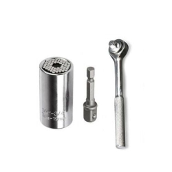 GNS 7Mm-19MM Universal Socket Kit Grip Ratchet Wrench Drill Adapter Tool Set