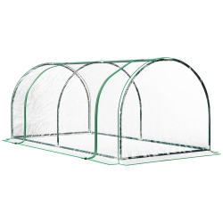 OUTSUNNY 6' X 3' X 2.6' Mini Greenhouse Portable Hot House for Plants With Zippered Doors for Outdoor, Indoor, Garden, Clear
