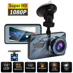 AGD Dash Cam Front And Rear View Dual Dvr Full HD 3.6"cycle Recording Night Vision G-Sensor Dash Cam