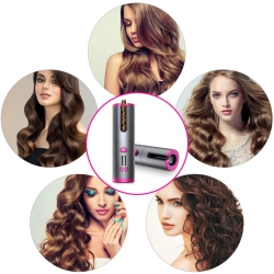 AGD Cordless Hair Curler Automatic Curling Iron 6 Adjustable Ceramic Barrel USB Rechargeable