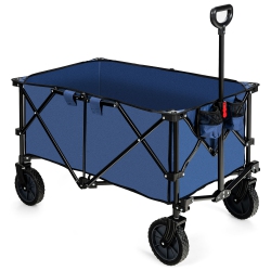 COSTWAY Folding Collapsible Wagon Utility Camping Cart W/wheels & Adjustable Handle