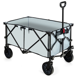 COSTWAY Folding Collapsible Wagon Utility Camping Cart W/wheels & Adjustable Handle