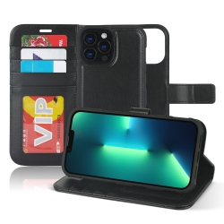 NAVOR Detachable Magnetic Wallet Case With Wrist Strap Compatible With Iphone 13 Pro Max [6.7 Inch] [Folio], Rfid Protection Kickstand -Black