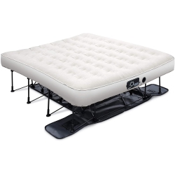 IVATION Ez-Bed (King) Air Mattress \w Frame & Rolling Case, Self Inflatable, Blow Up Bed Auto Shut-Off, Comfortable Surface Airbed, Best for Guest