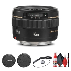 CANON Ef 50MM F/1.4 Usm Lens (2515A003) + Filter Kit + Lens Pouch Base Bundle