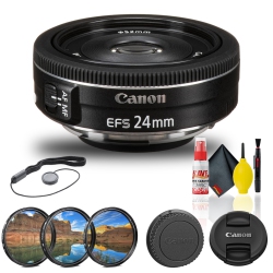 CANON Ef-S 24MM F/2.8 Stm Lens (9522B002) + Filter Kit + Cap Keeper Base Bundle