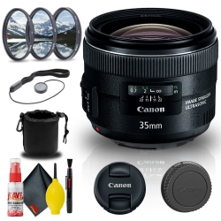 CANON Ef 35MM F/2 Is Usm Lens (5178B002) + Filter Kit + Lens Pouch Base Bundle