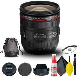 CANON Ef 24-70MM F/4L Is Usm Lens (6313B002) + Filter Kit + Cap Keeper + More