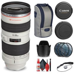 CANON Ef 70-200MM F/2.8L Usm Lens (2569A004) + Filter Kit + Cap Keeper + More
