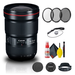CANON Ef 16-35MM F/2.8L Iii Usm Lens (0573C002) + Filter Kit + Cap Keeper + More