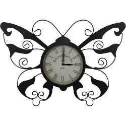 JUMBL Metal And Glass Indoor/outdoor Butterfly Design Garden Wall Clock