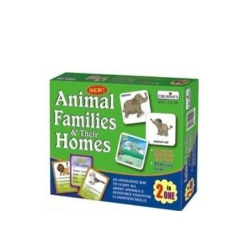 GADGET LAB CANADA Animal Family And Their Home Card 2 In 1- Multi-Color, 63 Pieces Pictures Cards