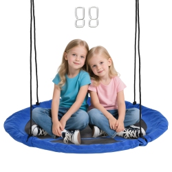 OUTSUNNY 43.25" Saucer Swing Giant Hanging Tree Swing, Nest Web Rope Seat, Adjustable Hanging Ropes for Indoor Outdoor Children 3-12 Years Old