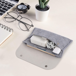 PRIMECABLES Wool Felt Pu Leather Electronics Accessories Organizer Pouch Cable Storage Bag for Cables, Headphones, Chargers, Mice - ®