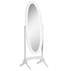 HOMCOM Full Length Mirror, Free Standing Full Body Mirror With Oval Frame, Adjustable Angle for Dressing Room, Bedroom, Living Room In White