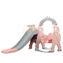 KIDSVIP Kids Swing And Slide Playset 3-In-1 Toddlers Free Standing Slide, Swing Set, Climber W/ Ball Hoop - Castle Edition Set for Indoor/ Outdoor