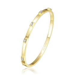 ROZZATO 14K Plated Cubic Zirconia Bangle Bracelet In Gold