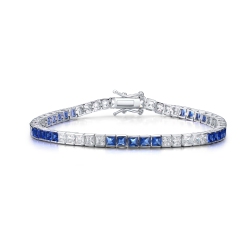 ROZZATO Sterling Sapphire Cubic Zirconia Tennis Bracelet In Silver