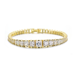 ROZZATO Sterling Silver Plated Cubic Zirconia Graduating Bracelet In Gold