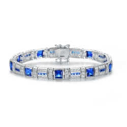 ROZZATO Sterling Silver Clear And Cubic Zirconia Square Bracelet In Blue