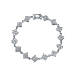 ROZZATO Sterling Cubic Zirconia Square Bracelet In Silver