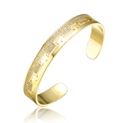 ROZZATO Plated With Cubic Zirconias Cuff Bracelet In Gold