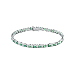 ROZZATO Sterling Emerald Cubic Zirconia Tennis Bracelet In Silver