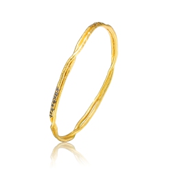 ROZZATO Sterling Silver Plated Cubic Zirconia Bangle Bracelet In Gold