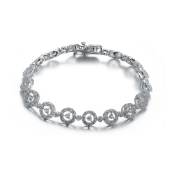 ROZZATO Sterling Clear Cubic Zirconia Circle Link Bracelet In Silver