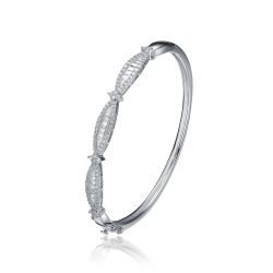 ROZZATO Sterling Cubic Zirconia Oval Bangle Bracelet In Silver