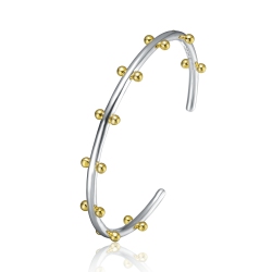 ROZZATO Rhodium And 14K Plated Cuff Bracelet In Gold