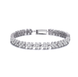 ROZZATO Sterling Cubic Zirconia Cluster Tennis Bracelet In Silver
