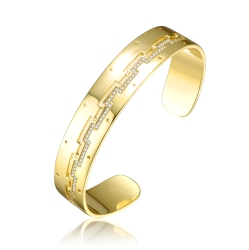 ROZZATO Plated With Cubic Zirconias Zig Zag Cuff Bracelet In Gold
