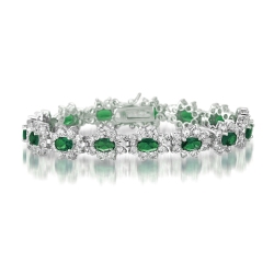 ROZZATO Sterling Emerald Cubic Zirconia Bracelet In Silver