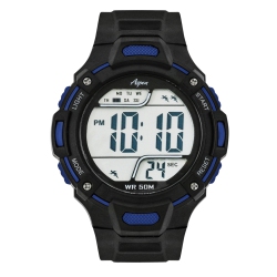 ASPEN Mens Digital Sports Watch, 44MM Large Face Digital Chronograph, Resin Strap, Military Time 12H/24H, Light Up, Alarm, Stopwatch, Water Resistant