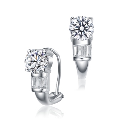 ROZZATO Sterling Cubic Zirconia Petite Hoop Earrings In Silver