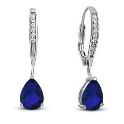 ROZZATO Sterling Sapphire Cubic Zirconia Teardrop Drop Earrings In Silver