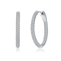 ROZZATO Sterling Cubic Zirconia Hoop Earrings In Silver