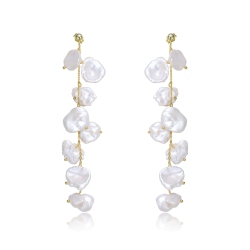 ROZZATO Sterling Silver Plating Freshwater Pearl Dangling Earrings In Gold